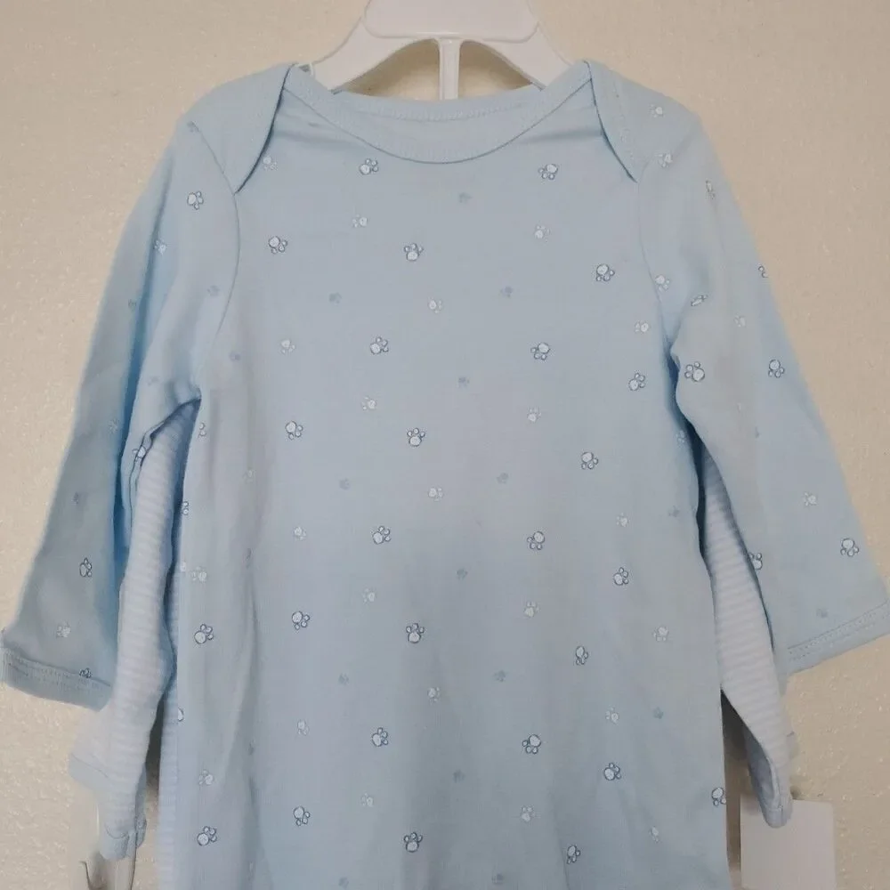 Little Me Doggy Run Blue Bodysuit Set of 2 Organic Cotton 9Months